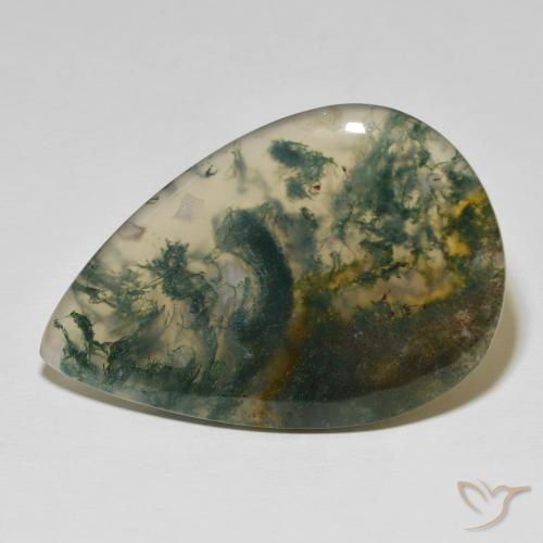 73.43ct Naturel Multicolore Agate mousse, En forme de poire, Opaque