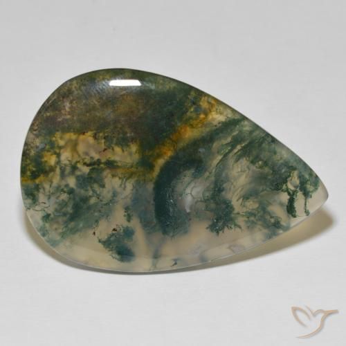 Agate mousse Multicolore naturelle En forme de poire, 73.43 ct, Opaque