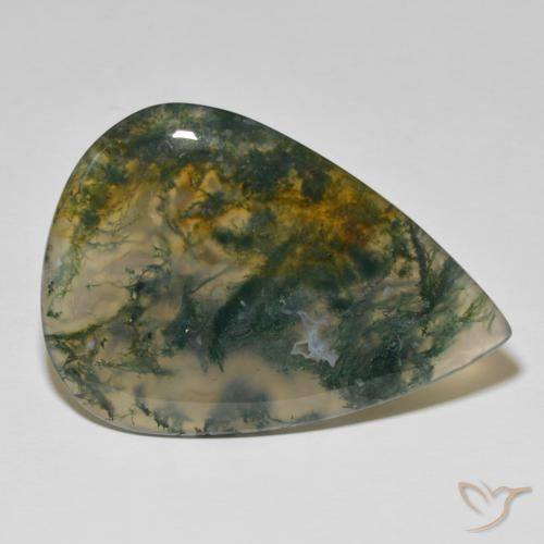 Agate mousse Multicolore naturelle En forme de poire, 85.14 ct, Opaque