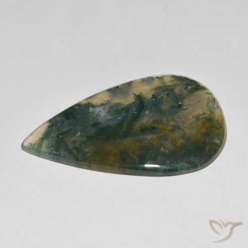 Agate mousse Multicolore naturelle En forme de poire, 85.14 ct, Opaque
