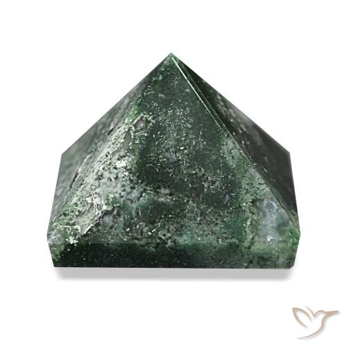 Agate mousse Vert foncé naturelle Carré, 79.96 ct, Opaque