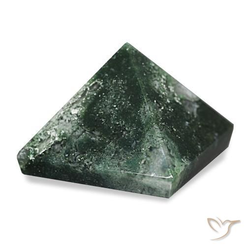 Agate mousse Vert foncé naturelle Carré, 79.96 ct, Opaque