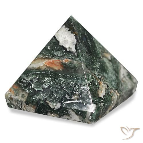 Agate mousse Vert foncé naturelle Carré, 90.83 ct, Opaque