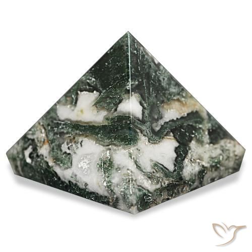 Agate mousse Vert foncé naturelle Carré, 90.83 ct, Opaque