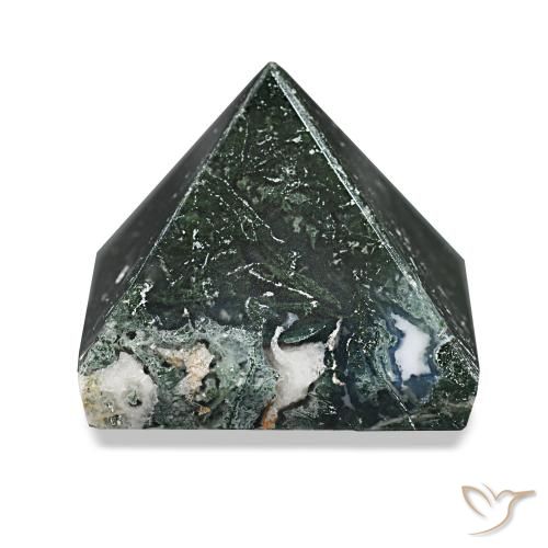 Agate mousse Vert foncé naturelle Carré, 90.36 ct, Opaque