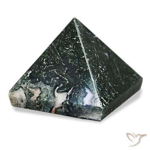 Agate mousse Vert foncé naturelle Carré, 90.36 ct, Opaque