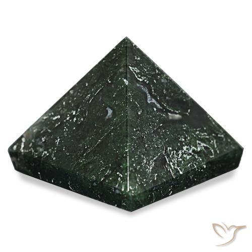 Agate mousse Vert foncé naturelle Carré, 90.36 ct, Opaque