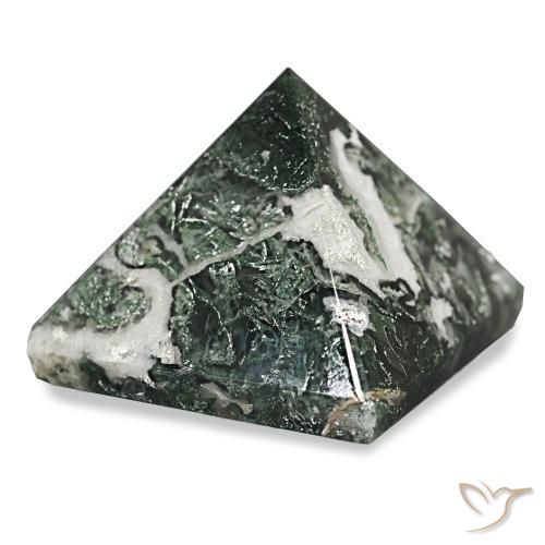 Agate mousse Vert foncé naturelle Carré, 89.34 ct, Opaque