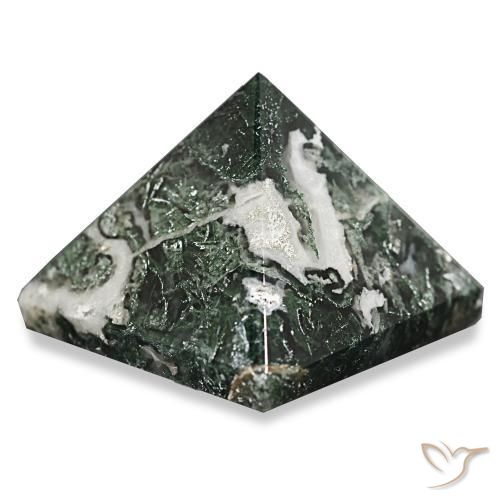 Agate mousse Vert foncé naturelle Carré, 89.34 ct, Opaque