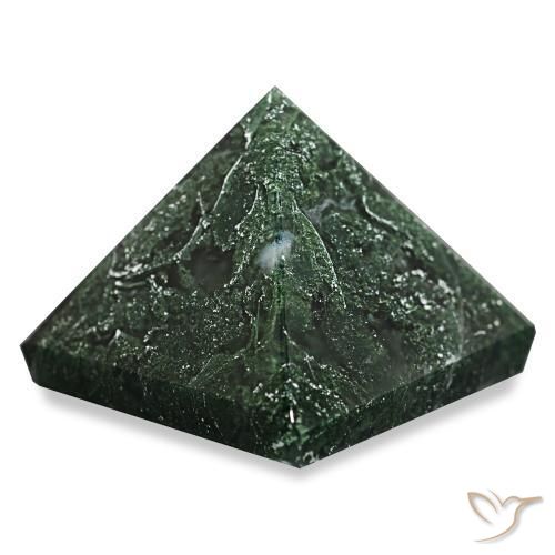 Agate mousse Forêt verte naturelle Carré, 87.69 ct, Opaque