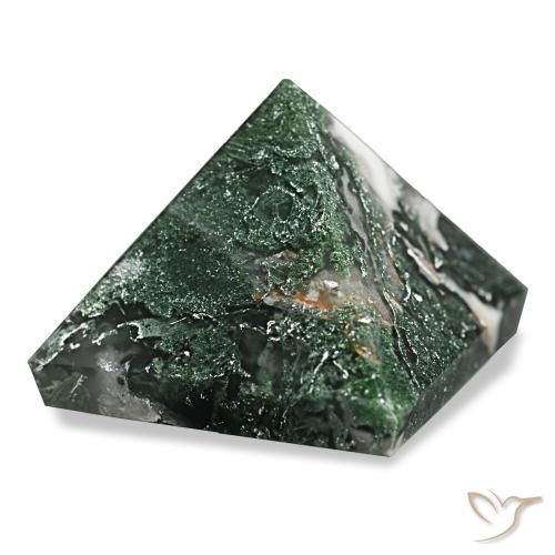 Agate mousse Vert foncé naturelle Carré, 90.69 ct, Opaque