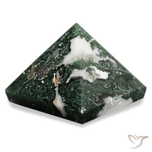 Agate mousse Vert foncé naturelle Carré, 90.69 ct, Opaque