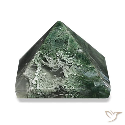Agate mousse Vert foncé naturelle Carré, 85.75 ct, Opaque