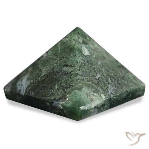 Agate mousse Vert foncé naturelle Carré, 85.75 ct, Opaque