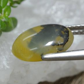 Opale mousse Dendrite jaune naturelle Coupe ovale, 2.98 ct, Translucide
