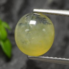 Opale mousse Dendrite jaune naturelle Coupe ovale, 1.93 ct, Translucide