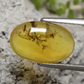 Opale mousse Dendrite jaune naturelle Coupe ovale, 2.06 ct, Translucide