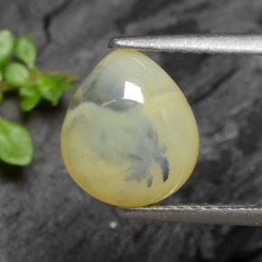 Opale mousse jaune naturelle en forme de poire, 1,79 ct, translucide