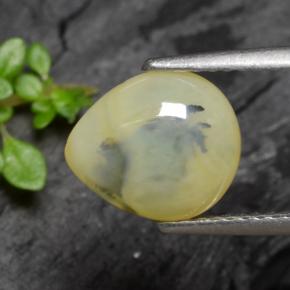 Opale mousse jaune naturelle en forme de poire, 1,79 ct, translucide