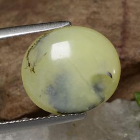 Opale mousse dendrite jaune naturelle coupe ovale, 3,18 ct, translucide