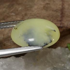 Opale mousse dendrite jaune naturelle coupe ovale, 3,18 ct, translucide