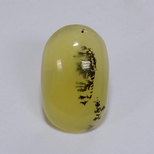 Opale mousse dendrite jaune naturelle coupe ovale, 3,98 ct, translucide
