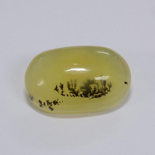 Opale mousse dendrite jaune naturelle coupe ovale, 3,98 ct, translucide