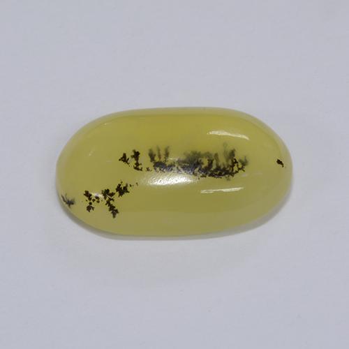 Opale mousse dendrite jaune naturelle coupe ovale, 3,98 ct, translucide