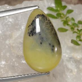 Opale mousse Dendrite jaune naturelle En forme de poire, 4.60 ct, Translucide