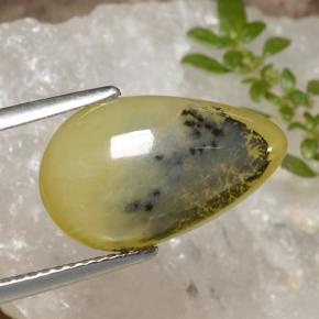 Opale mousse Dendrite jaune naturelle En forme de poire, 4.60 ct, Translucide