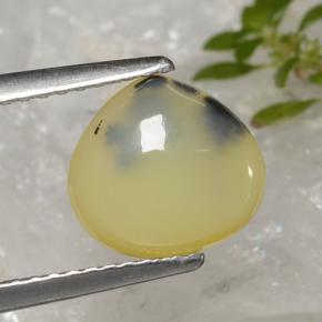 Opale mousse jaune naturelle en forme de poire, 1,59 ct, translucide