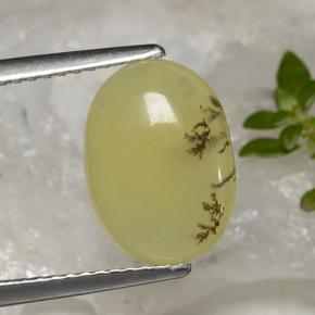 Opale mousse Dendrite jaune naturelle Coupe ovale, 2.39 ct, Translucide