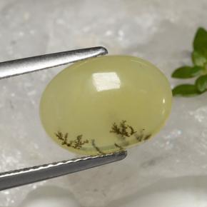 Opale mousse Dendrite jaune naturelle Coupe ovale, 2.39 ct, Translucide