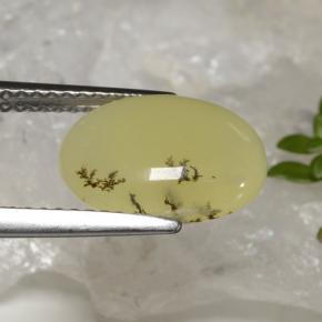 Opale mousse Dendrite jaune naturelle Coupe ovale, 2.39 ct, Translucide