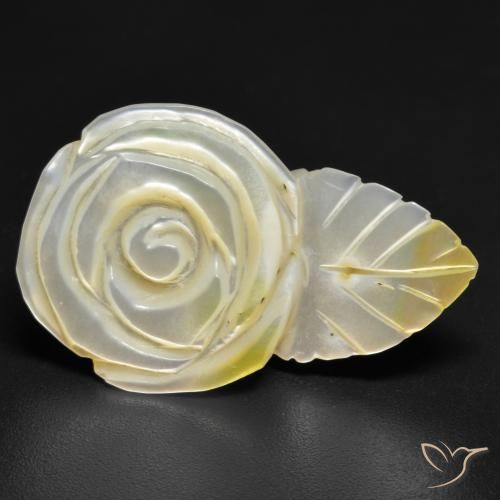 16.60ct Naturel Jaune clair Nacre, Taille Fleur, Opaque