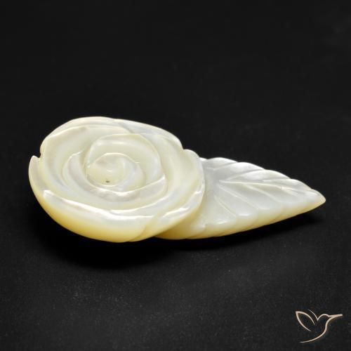 Nacre Blanc perle naturelle Taille Fleur, 18.49 ct, Opaque