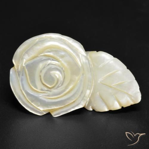 19.38ct Naturel Blanc perle Nacre, Taille Fleur, Opaque