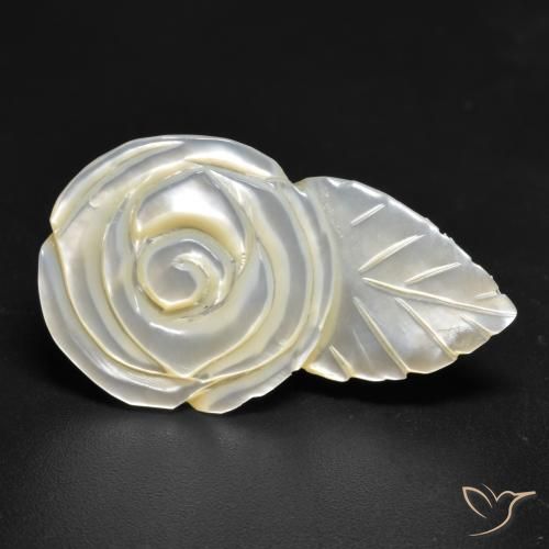 17.26ct Naturel Blanc perle Nacre, Taille Fleur, Opaque