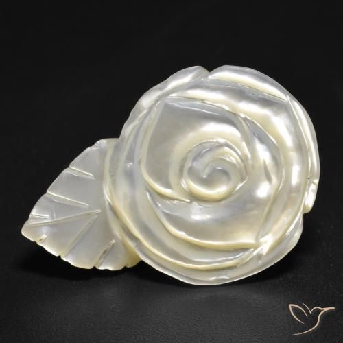 15.15ct Naturel Blanc perle Nacre, Taille Fleur, Opaque