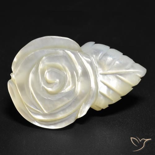 14.21ct Naturel Blanc perle Nacre, Taille Fleur, Opaque