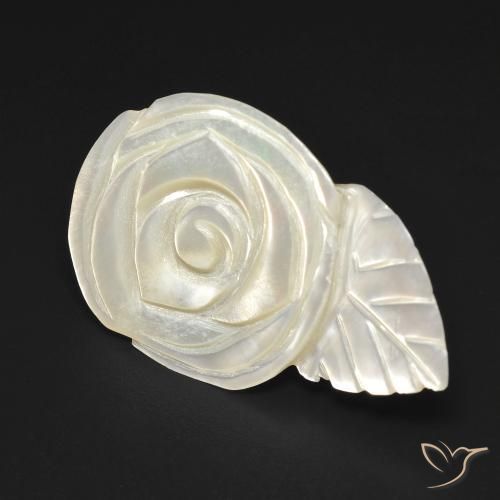 Nacre Blanc perle naturelle Taille Fleur, 13.65 ct, Opaque