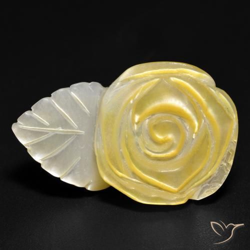 21.40ct Naturel Jaune moyen Nacre, Taille Fleur, Opaque