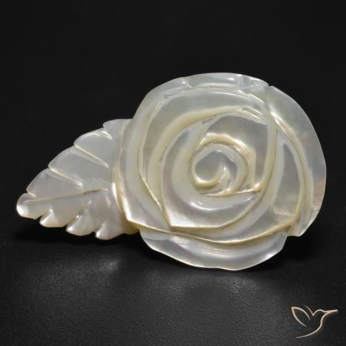 11.41ct Naturel Blanc perle Nacre, Taille Fleur, Opaque