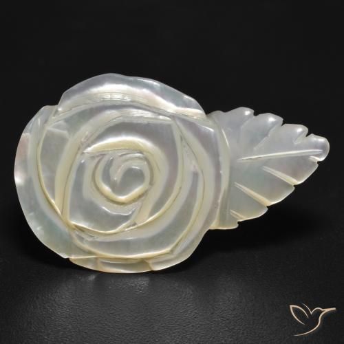 Nacre Blanc perle naturelle Taille Fleur, 11.41 ct, Opaque
