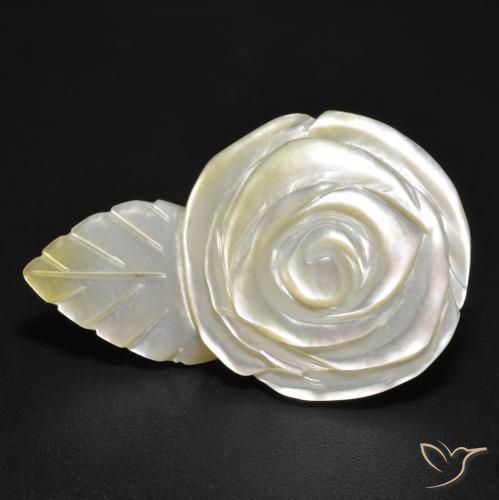 17.04ct Naturel Blanc perle Nacre, Taille Fleur, Opaque