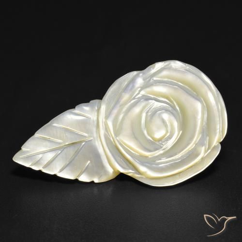 14.35ct Naturel Blanc perle Nacre, Taille Fleur, Opaque