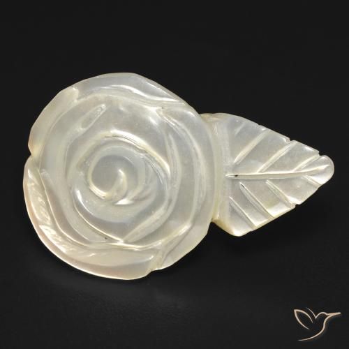 11.49ct Naturel Blanc perle Nacre, Taille Fleur, Opaque