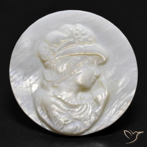 Nacre Blanc perle naturelle Coupe roude, 13.76 ct, Opaque