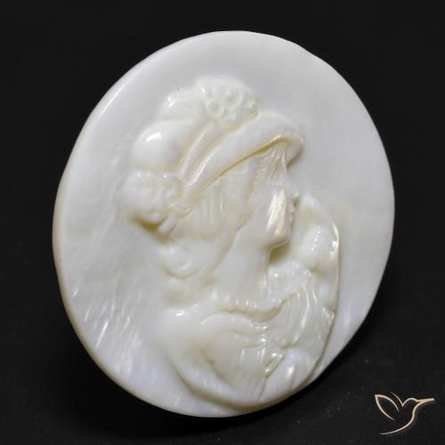 Nacre Blanc perle naturelle Coupe roude, 13.76 ct, Opaque