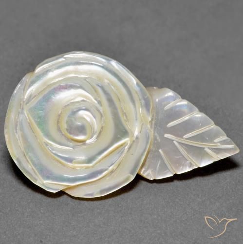 18.79ct Naturel Blanc perle Nacre, Taille Fleur, Opaque